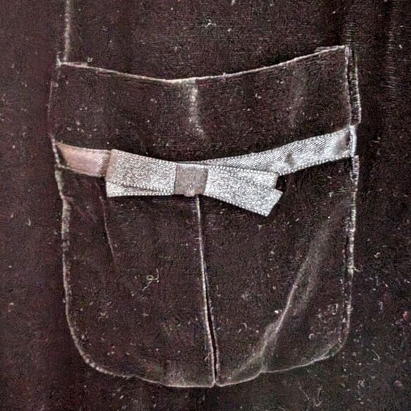 Luxury Silk Blend Black Velvet Blazer with Bow Accent Ribbon Detailing Size 6 - Picture 5 of 15